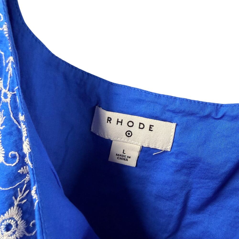 Rhode x Target Blue Embroidered Eyelet Dress Square Neck Puff Sleeve - Picture 4 of 10